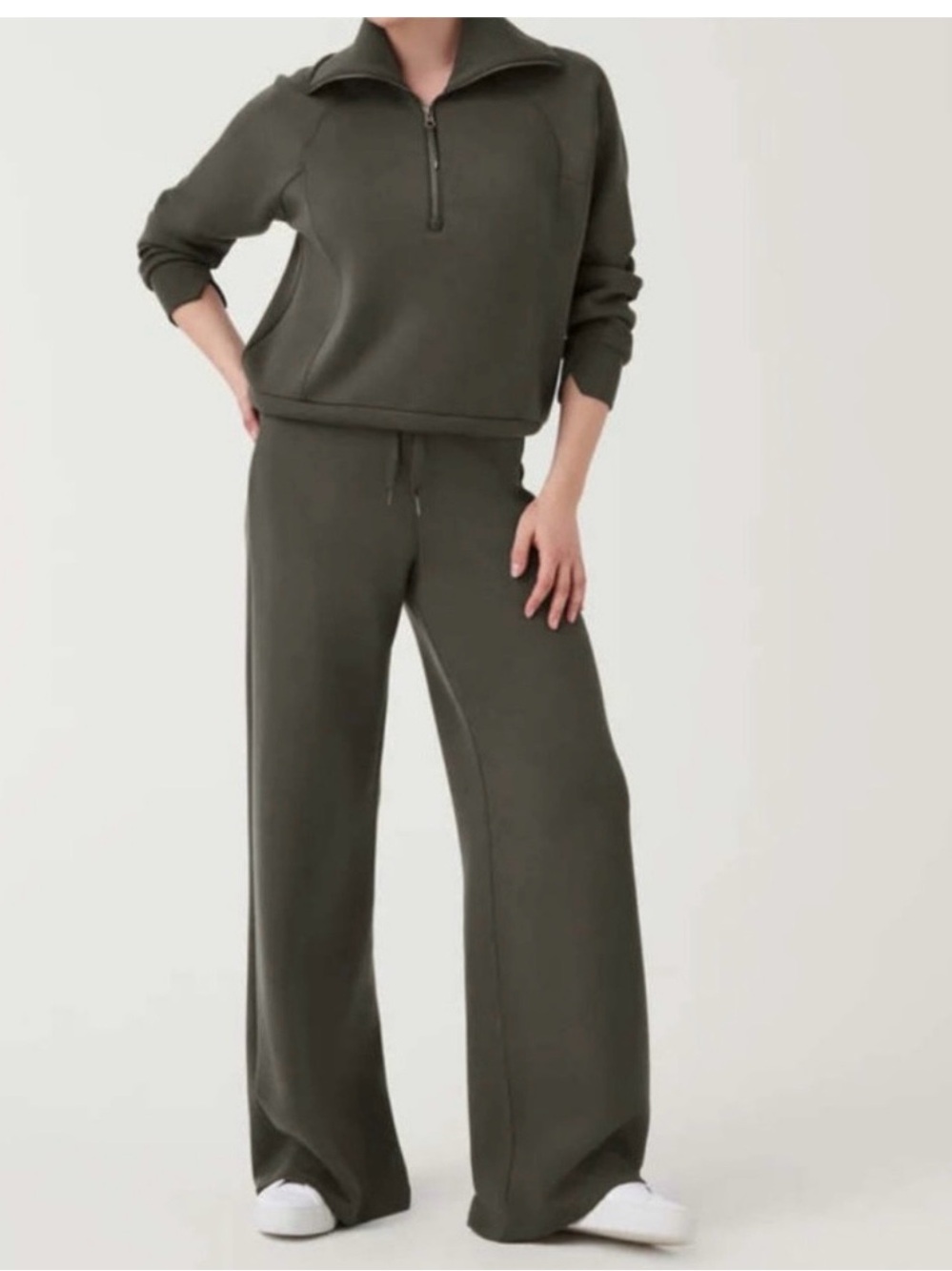 SPANX AirEssentials wide leg pant & quarter zip sweatshirt